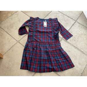 NWT Tea Collection Family red/blue Plaid Dress - girls size 12